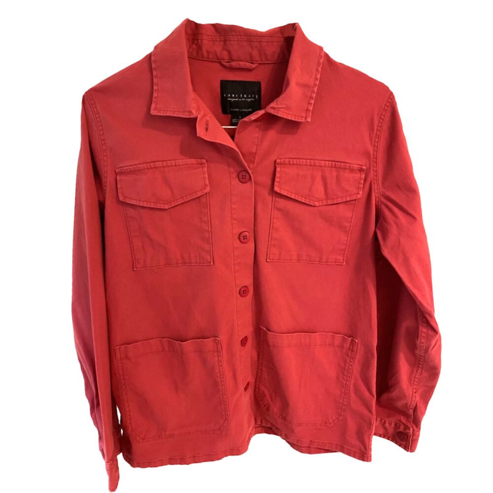 Sanctuary by Anthropologie Womens Red Denim Stretch Jacket Size M